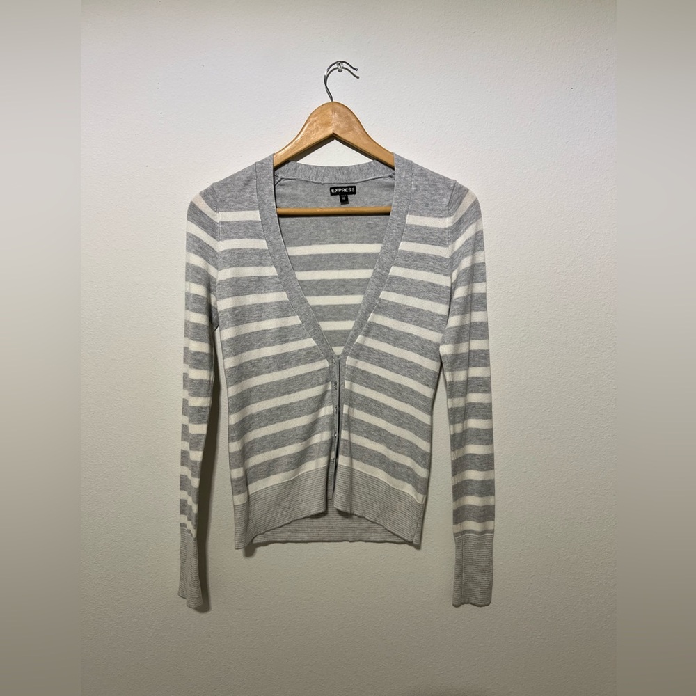 Express Striped V-Neck Cardigan